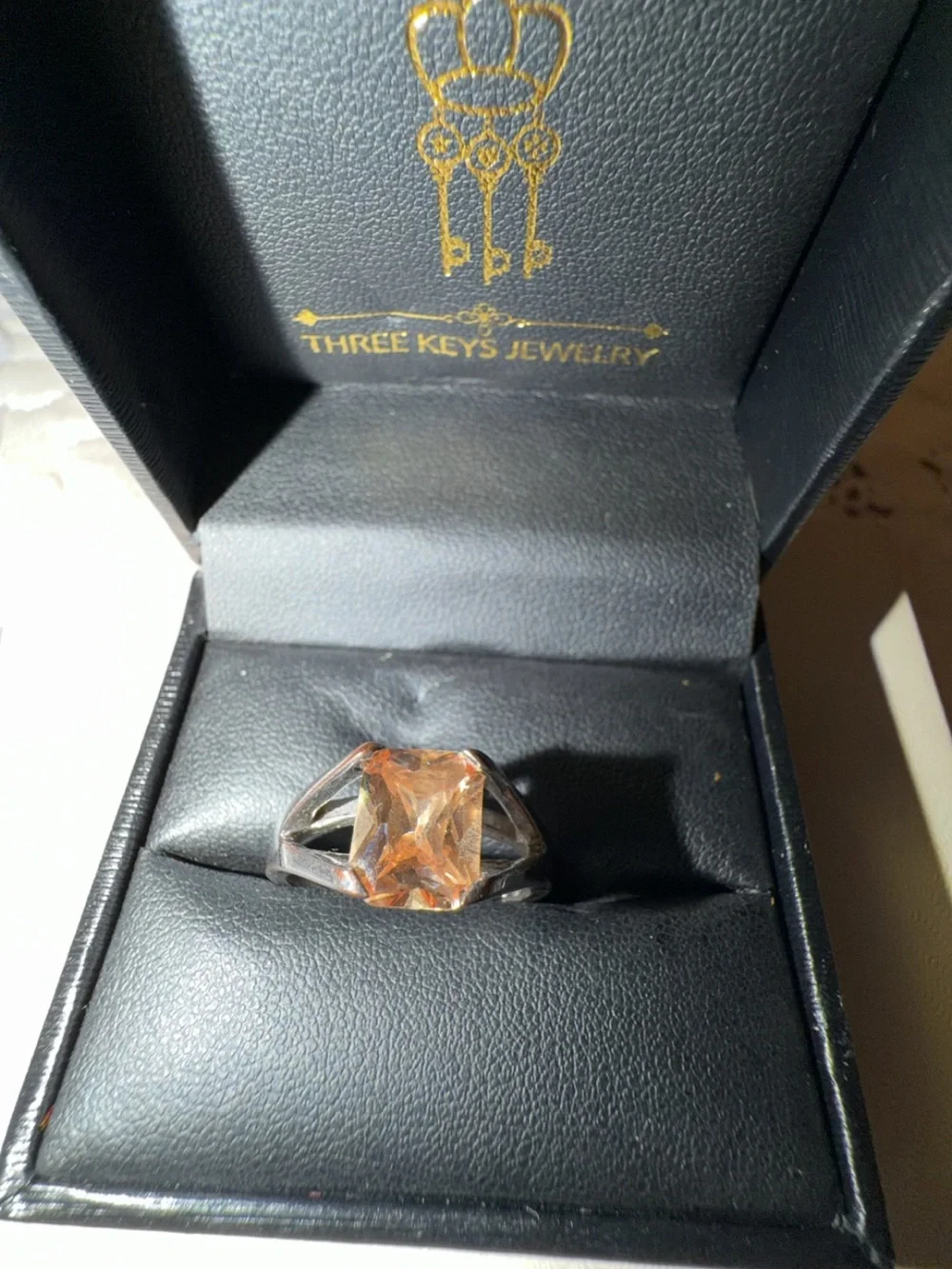 Women's Light Orange or Peach Gemstone Sterling Ring